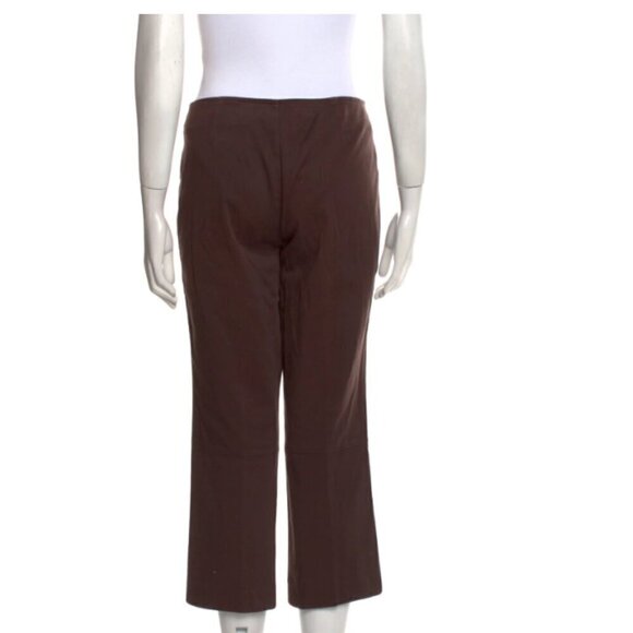 Tory Burch Straight Leg Pants Women's Size 8 Brown Cropped Mid Rise Casual Zip - Picture 3 of 12